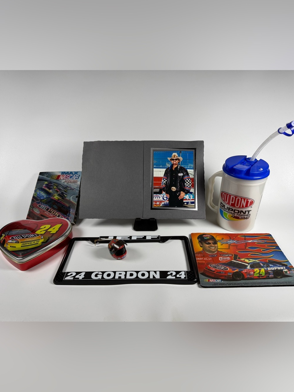 Vintage 90’s NASCAR Jeff Gordon Collector Lot 7 Pcs - Picture - DVD - Etc.